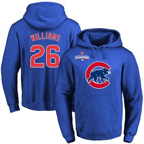 Cubs #26 Billy Williams Blue 2016 World Series Champions Primary Logo Pullover Hoodie cheap jerseys for sale - CheapJerseys.Shop