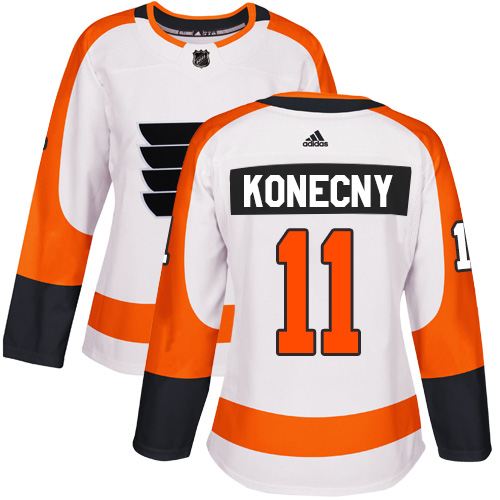 Philadelphia Flyers #11 Travis Konecny White Road Authentic Women's Stitched Jersey Womens cheap jerseys for sale - CheapJerseys.Shop