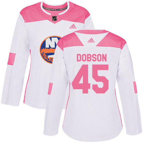 New York Islanders #45 Noah Dobson White/Pink Authentic Fashion Women's Stitched Jersey Womens cheap jerseys for sale - CheapJerseys.Shop