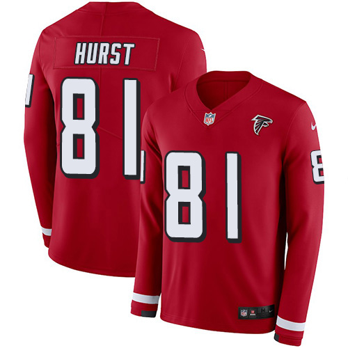 Atlanta Falcons #81 Hayden Hurst Red Team Color Men's Stitched Limited Therma Long Sleeve Jersey Men's cheap jerseys for sale - CheapJerseys.Shop