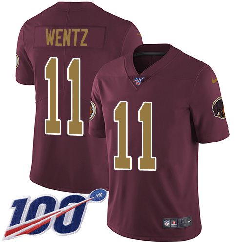 Washington Commanders #11 Carson Wentz Burgundy Red Alternate Men's Stitched 100th Season Vapor Limited Jersey Men's cheap jerseys for sale - CheapJerseys.Shop
