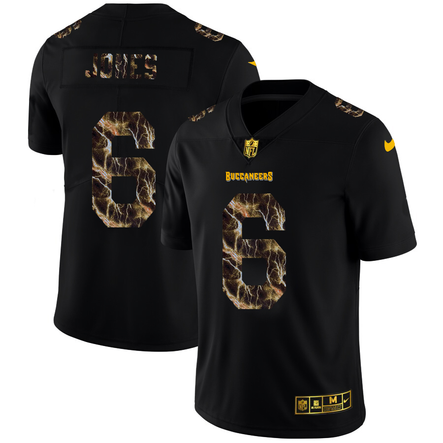 Tampa Bay Buccaneers #6 Julio Jones Men's Black Flocked Lightning Vapor Limited Jersey cheap jerseys for sale - CheapJerseys.Shop