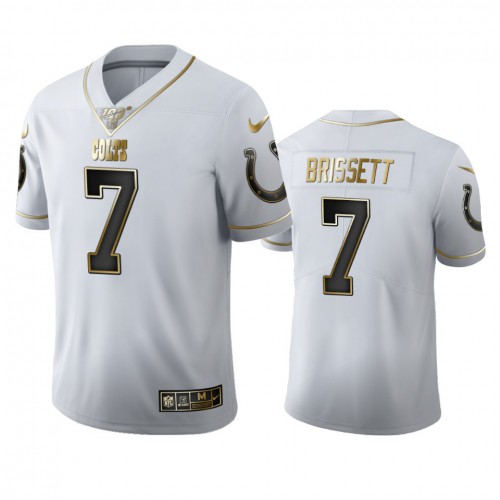 Indianapolis Indianapolis Colts #7 Jacoby Brissett Men's White Golden Edition Vapor Limited 100 Jersey Men's cheap jerseys for sale - CheapJerseys.Shop