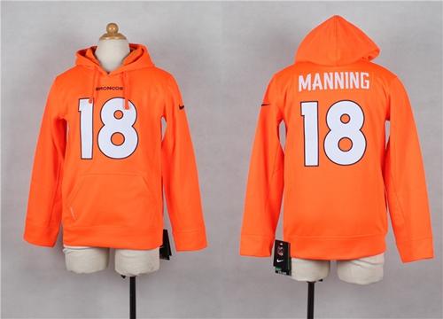 Broncos #18 Peyton Manning Orange Youth Player Hoodie cheap jerseys for sale - CheapJerseys.Shop