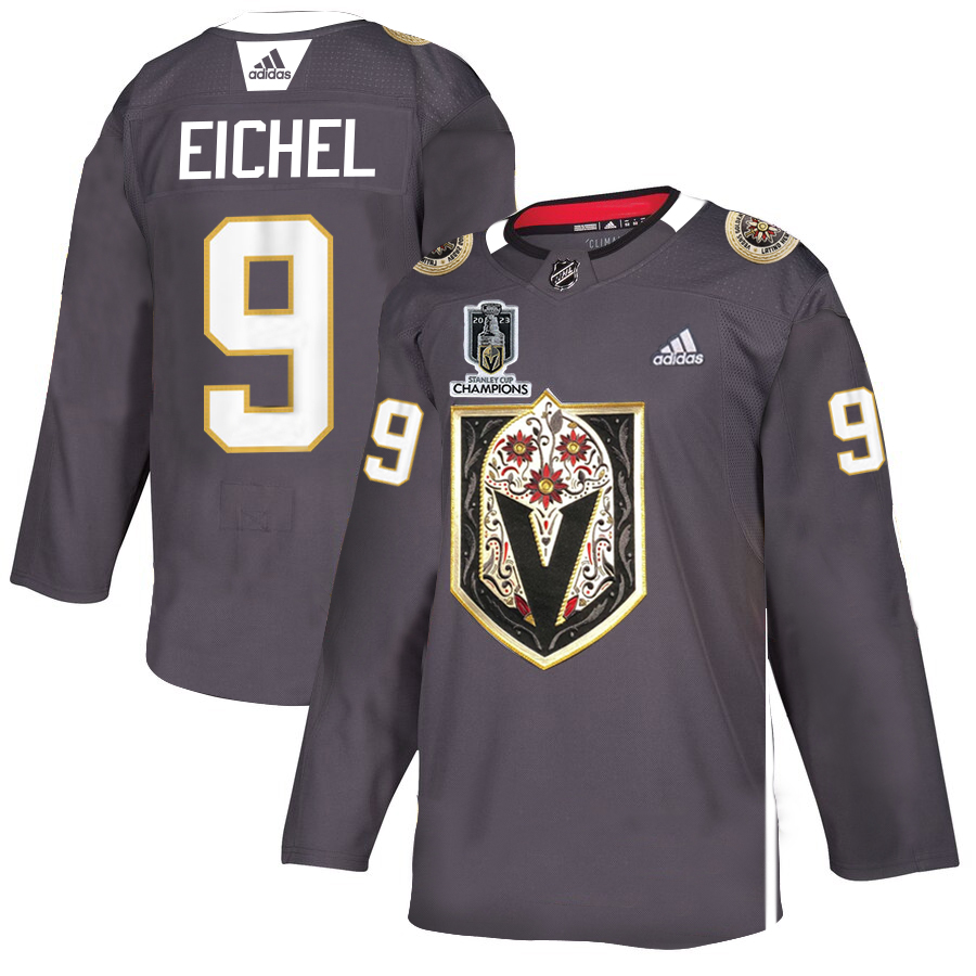 Vegas Golden Knights #9 Jack Eichel Men's Grey 2023 Stanley Cup Champions Latino Heritage Night Stitched Jersey cheap jerseys for sale - CheapJerseys.Shop