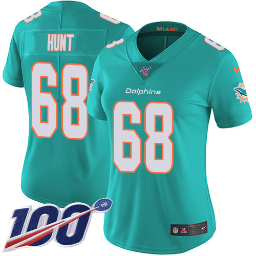 Miami Dolphins #68 Robert Hunt Aqua Green Team Color Women's Stitched 100th Season Vapor Untouchable Limited Jersey Womens cheap jerseys for sale - CheapJerseys.Shop