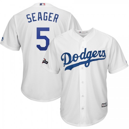 Los Angeles Los Angeles Dodgers #5 Corey Seager Majestic 2019 Postseason Home Official Cool Base Player Jersey White Men's cheap jerseys for sale - CheapJerseys.Shop