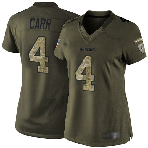 Raiders #4 Derek Carr Green Women's Stitched Limited 2015 Salute To Service Jersey cheap jerseys for sale - CheapJerseys.Shop