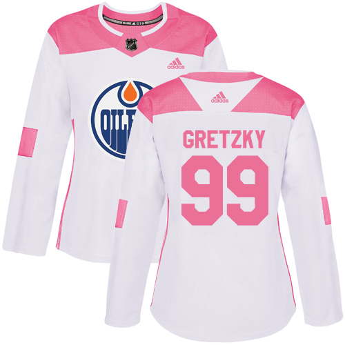 Edmonton Oilers #99 Wayne Gretzky White/Pink Authentic Fashion Women's Stitched Jersey Womens cheap jerseys for sale - CheapJerseys.Shop