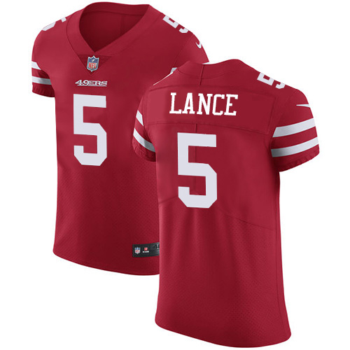 San Francisco 49ers #5 Trey Lance Red Team Color Men's Stitched Vapor Untouchable Elite Jersey cheap jerseys for sale - CheapJerseys.Shop