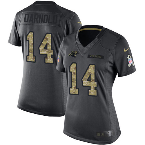 Panthers #14 Sam Darnold Black Women's Stitched Limited 2016 Salute To Service Jersey cheap jerseys for sale - CheapJerseys.Shop