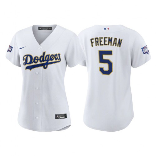 Los Angeles Los Angeles Dodgers #5 Freddie Freeman Women's 2021 Gold Program World Series Champions Jersey - Whtie Womens cheap jerseys for sale - CheapJerseys.Shop