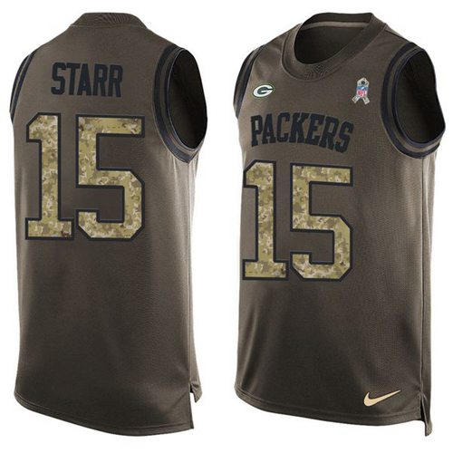 Packers #15 Bart Starr Green Men's Stitched Limited Salute To Service Tank Top Jersey cheap jerseys for sale - CheapJerseys.Shop