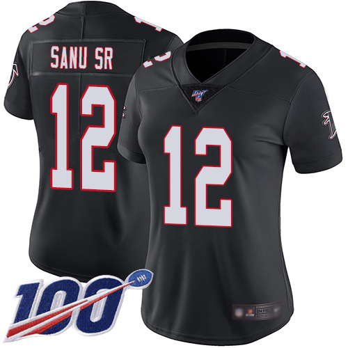 Atlanta Falcons #12 Mohamed Sanu Sr Black Alternate Women's Stitched 100th Season Vapor Limited Jersey Womens cheap jerseys for sale - CheapJerseys.Shop