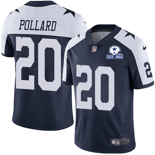 Cowboys #20 Tony Pollard Navy Blue Thanksgiving Men's Stitched With Established In 1960 Patch Vapor Untouchable Limited Throwback Jersey cheap jerseys for sale - CheapJerseys.Shop