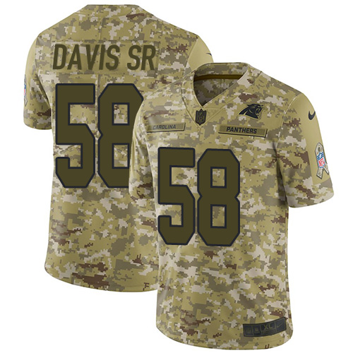 Carolina Panthers #58 Thomas Davis Sr Camo Men's Stitched Limited 2018 Salute To Service Jersey Men's cheap jerseys for sale - CheapJerseys.Shop