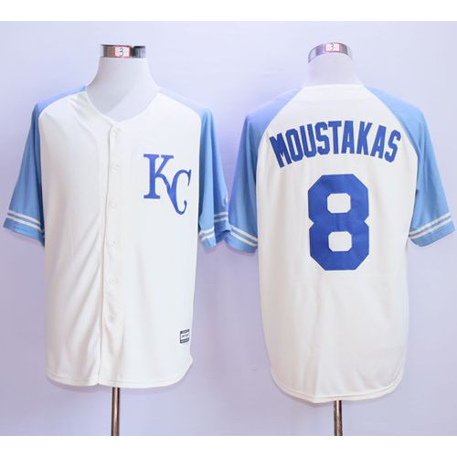 Kansas City Royals #8 Mike Moustakas Cream Exclusive Vintage Stitched Jersey Men's cheap jerseys for sale - CheapJerseys.Shop