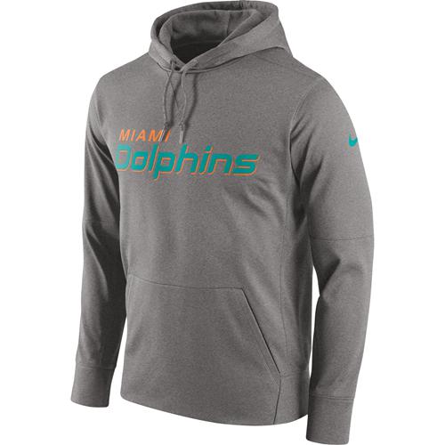 Men's Miami Dolphins Gray Circuit Wordmark Essential Performance Pullover Hoodie cheap jerseys for sale - CheapJerseys.Shop