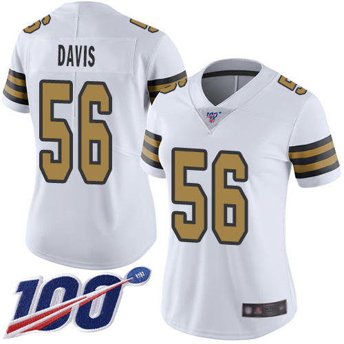 New Orleans Saints #56 DeMario Davis White Women's Stitched Limited Rush 100th Season Jersey Womens cheap jerseys for sale - CheapJerseys.Shop
