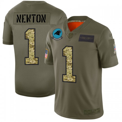 Carolina Carolina Panthers #1 Cam Newton Men's 2019 Olive Camo Salute To Service Limited Jersey Men's cheap jerseys for sale - CheapJerseys.Shop