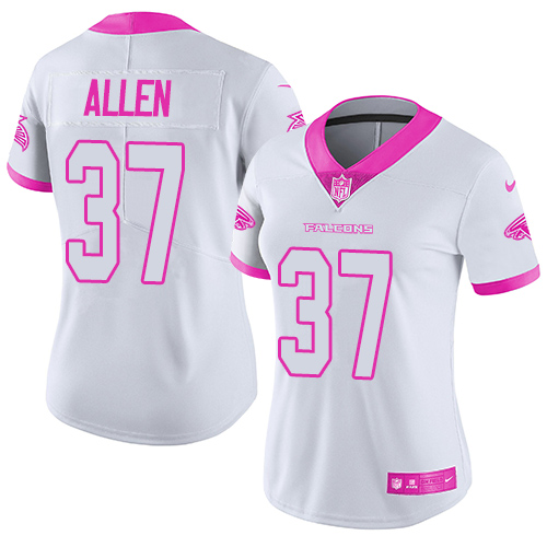 Atlanta Falcons #37 Ricardo Allen White/Pink Women's Stitched Limited Rush Fashion Jersey Womens cheap jerseys for sale - CheapJerseys.Shop