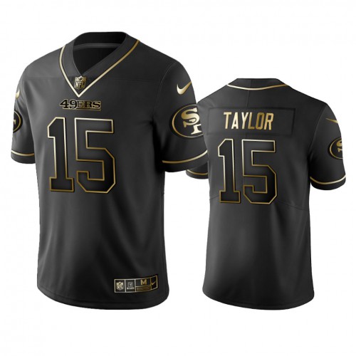 San Francisco 49ers #15 Trent Taylor Black Golden Limited Edition Stitched Jersey Men's cheap jerseys for sale - CheapJerseys.Shop