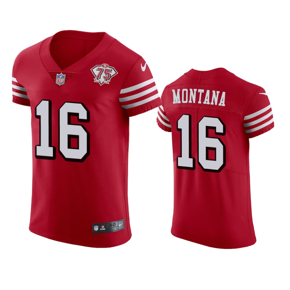 49ers #16 Joe Montana Red Rush Men's 75th Anniversary Stitched Vapor Untouchable Elite Jersey cheap jerseys for sale - CheapJerseys.Shop