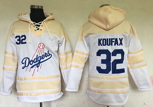 Dodgers #32 Sandy Koufax White Sawyer Hooded Sweatshirt Hoodie cheap jerseys for sale - CheapJerseys.Shop