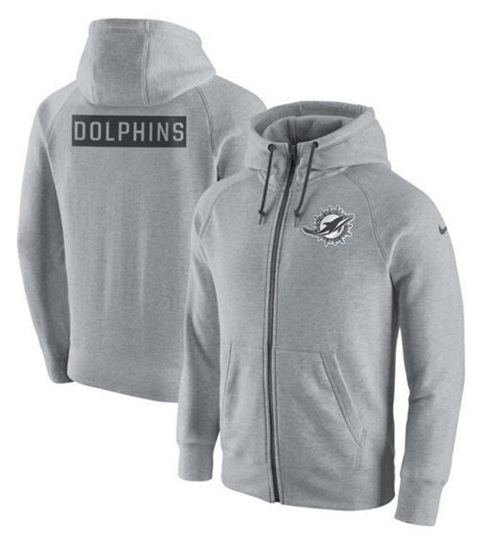 Men's Miami Dolphins Ash Gridiron Gray 2.0 Full-Zip Hoodie cheap jerseys for sale - CheapJerseys.Shop
