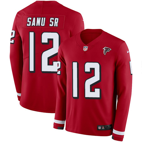 Atlanta Falcons #12 Mohamed Sanu Sr Red Team Color Men's Stitched Limited Therma Long Sleeve Jersey Men's cheap jerseys for sale - CheapJerseys.Shop