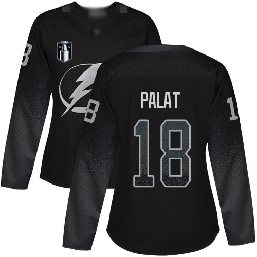 Tampa Bay Lightning #18 Ondrej Palat Black 2022 Stanley Cup Final Patch Women's Alternate Authentic Stitched Jersey Womens cheap jerseys for sale - CheapJerseys.Shop