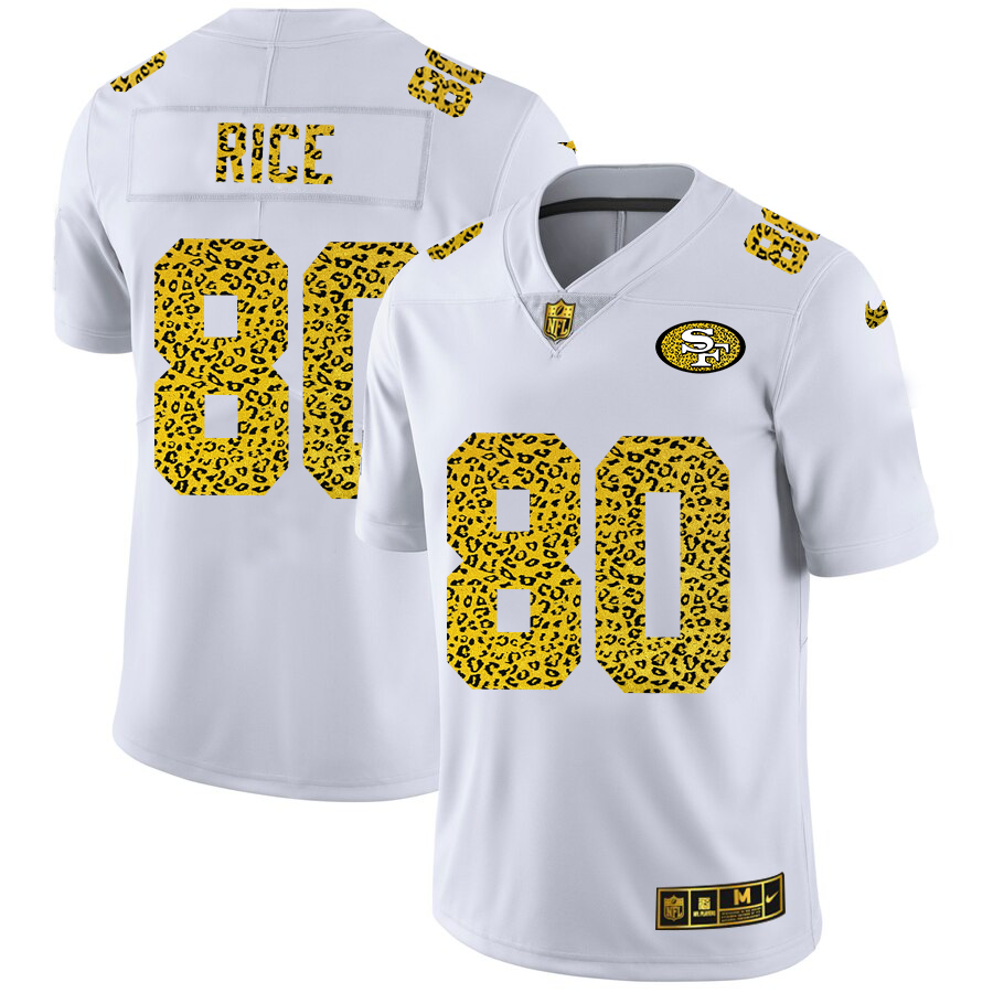 San Francisco 49ers #80 Jerry Rice Men's Flocked Leopard Print Vapor Limited Jersey White cheap jerseys for sale - CheapJerseys.Shop
