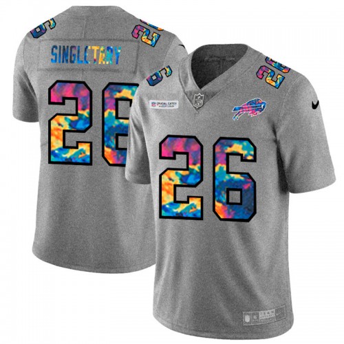 Buffalo Buffalo Bills #26 Devin Singletary Men's Multi-Color 2020 Crucial Catch Jersey Greyheather Men's cheap jerseys for sale - CheapJerseys.Shop