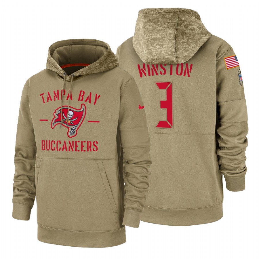 Tampa Bay Buccaneers #3 Jameis Winston Tan 2019 Salute To Service Name & Number Sideline Therma Pullover Hoodie cheap jerseys for sale - CheapJerseys.Shop