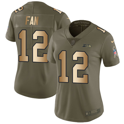 Seahawks #12 Fan Olive/Gold Women's Stitched Limited 2017 Salute To Service Jersey cheap jerseys for sale - CheapJerseys.Shop