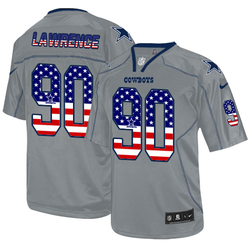 Cowboys #90 Demarcus Lawrence Grey Men's Stitched Elite USA Flag Fashion Jersey cheap jerseys for sale - CheapJerseys.Shop