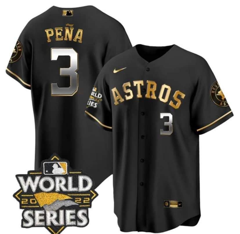 Houston Astros #3 Jeremy Pena Black Gold 2022 World Series Stitched Men's Jersey cheap jerseys for sale - CheapJerseys.Shop