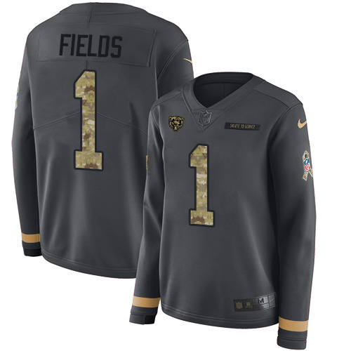 Bears #1 Justin Fields Anthracite Salute To Service Women's Stitched Limited Therma Long Sleeve Jersey cheap jerseys for sale - CheapJerseys.Shop