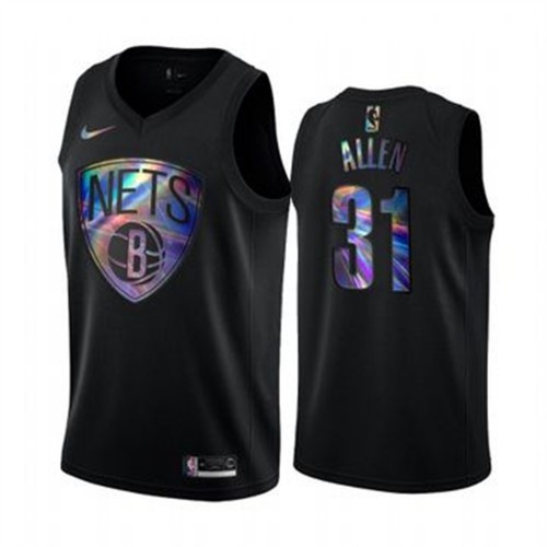 Brooklyn Nets #31 Jarrett Allen Mens Iridescent Holographic Collection Jersey - Black Mens cheap jerseys for sale - CheapJerseys.Shop