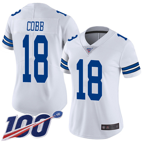 Dallas Cowboys #18 Randall Cobb White Women's Stitched 100th Season Vapor Limited Jersey Womens cheap jerseys for sale - CheapJerseys.Shop