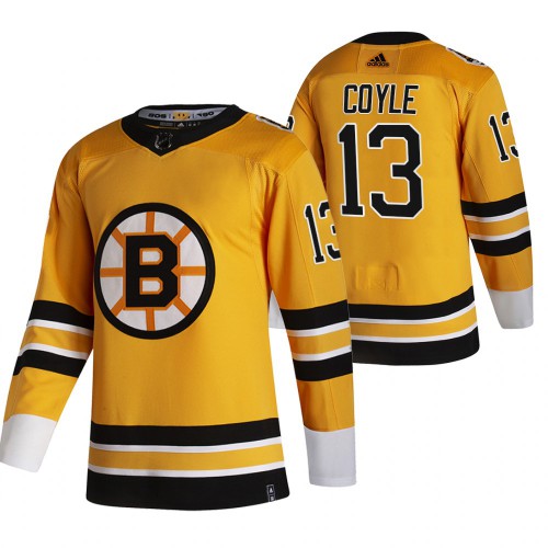 Boston Boston Bruins #13 Charlie Coyle Yellow Men's 2020-21 Reverse Retro Alternate Jersey Men's cheap jerseys for sale - CheapJerseys.Shop
