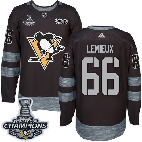 Pittsburgh Penguins #66 Mario Lemieux Black 1917-2017 100th Anniversary Stanley Cup Finals Champions Stitched Jersey Men's cheap jerseys for sale - CheapJerseys.Shop