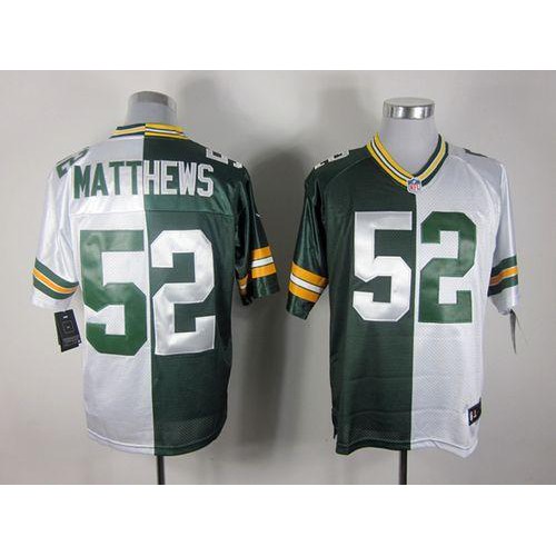 Green Bay Packers #52 Clay Matthews Green/White Men's Stitched Elite Split Jersey Men's cheap jerseys for sale - CheapJerseys.Shop