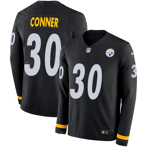 Pittsburgh Steelers #30 James Conner Black Team Color Men's Stitched Limited Therma Long Sleeve Jersey Men's cheap jerseys for sale - CheapJerseys.Shop