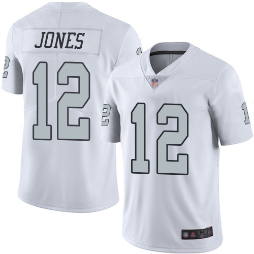 Las Vegas Raiders #12 Zay Jones White Men's Stitched Limited Rush Jersey Men's cheap jerseys for sale - CheapJerseys.Shop