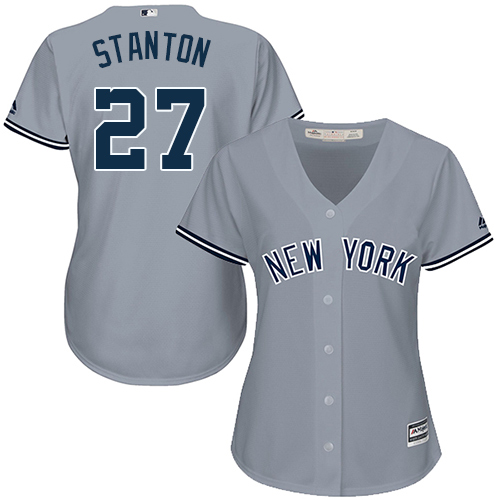 New York Yankees #27 Giancarlo Stanton Grey Road Women's Stitched Jersey Womens cheap jerseys for sale - CheapJerseys.Shop
