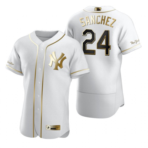 New York New York Yankees #24 Gary Sanchez White Men's Authentic Golden Edition Jersey Men's cheap jerseys for sale - CheapJerseys.Shop