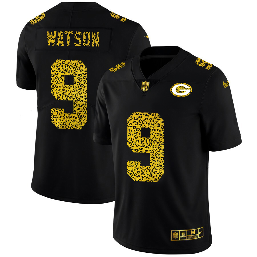 Green Bay Packers #9 Christian Watson Men's Leopard Print Fashion Vapor Limited Jersey Black cheap jerseys for sale - CheapJerseys.Shop