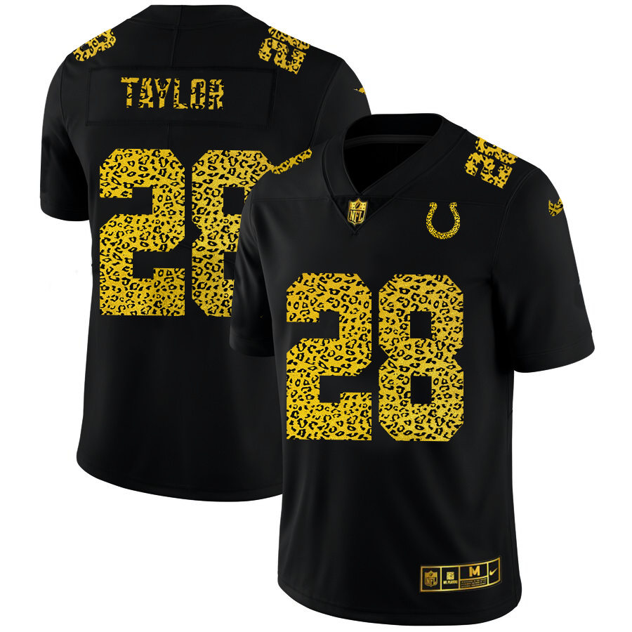 Indianapolis Colts #28 Jonathan Taylor Men's Leopard Print Fashion Vapor Limited Jersey Black cheap jerseys for sale - CheapJerseys.Shop