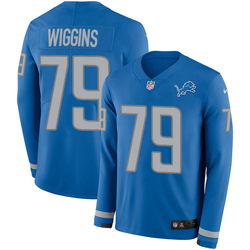 Detroit Lions #79 Kenny Wiggins Blue Team Color Youth Stitched Limited Therma Long Sleeve Jersey Youth cheap jerseys for sale - CheapJerseys.Shop